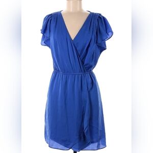 BCBGeneration Lapis Royal Blue Flutter Sleeve Tulip Wrap Dress M